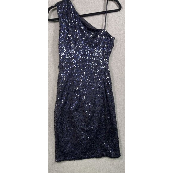 Calvin Klein Women's Sequin One-shoulder Sheath Dress 2 Black - Picture 6 of 10